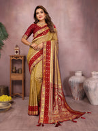 Pure Handloom Kalamkari Silk Zari Border Saree