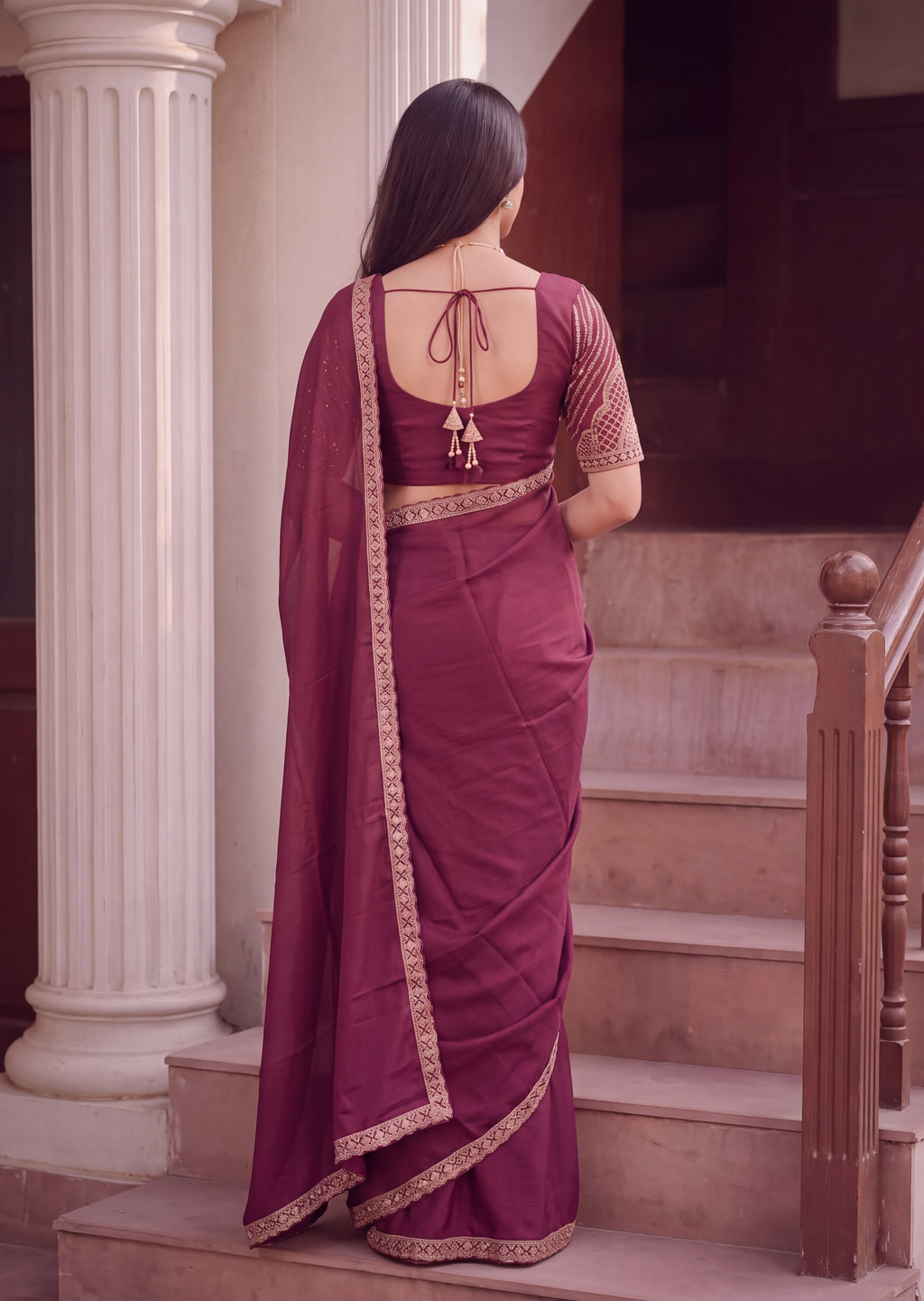 Floral Sequin Border Elegant Rangoli Saree