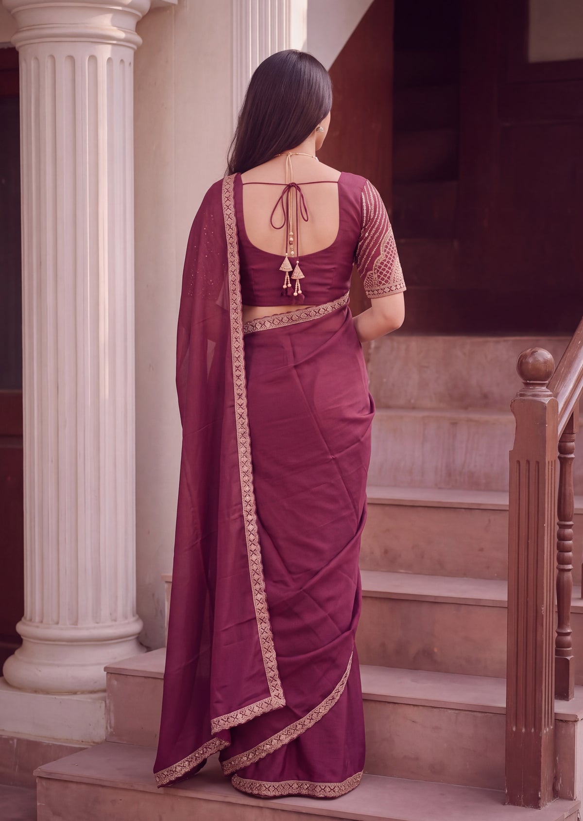 Floral Sequin Border Elegant Rangoli Saree