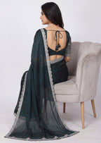 Delicate Embroidery Scalloped Border Rangoli Saree