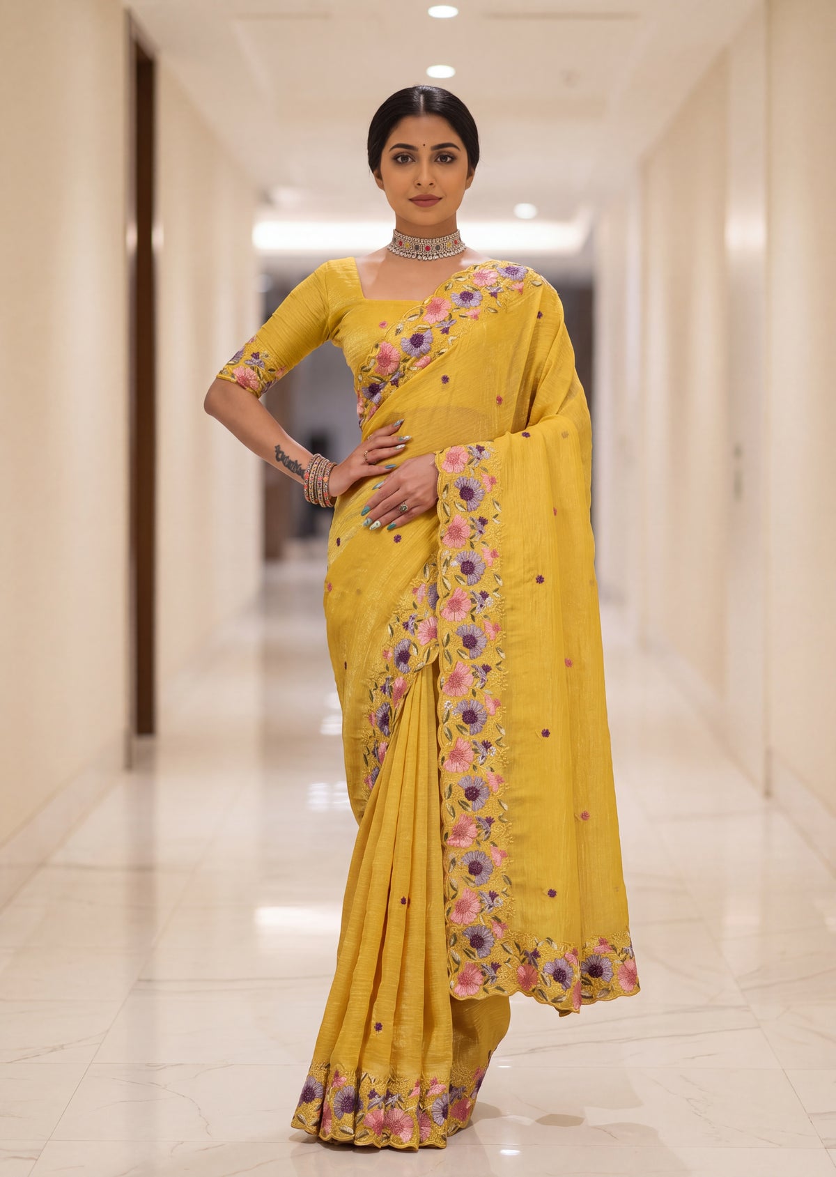 Premium Elegant Crunchy Tissue Saree
