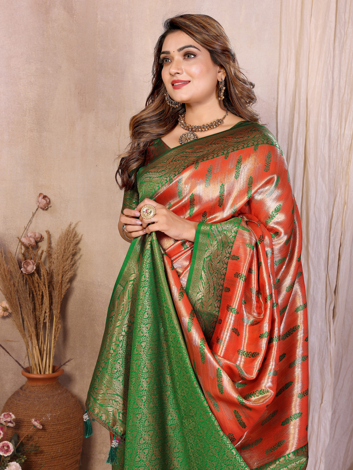 Pure Banarasi Tissue Silk Saree with Paithani Border