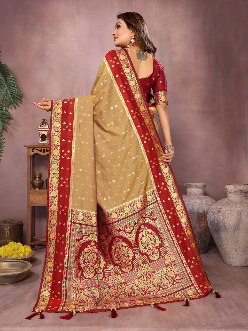 Pure Handloom Kalamkari Silk Zari Border Saree
