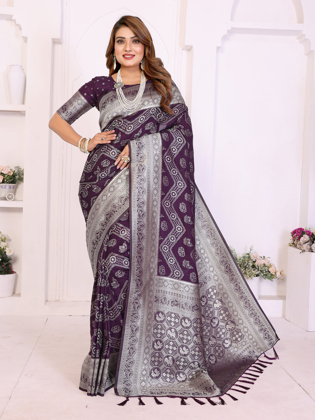 Traditional Zari Weaving Georgette Silk Leheriya Saree