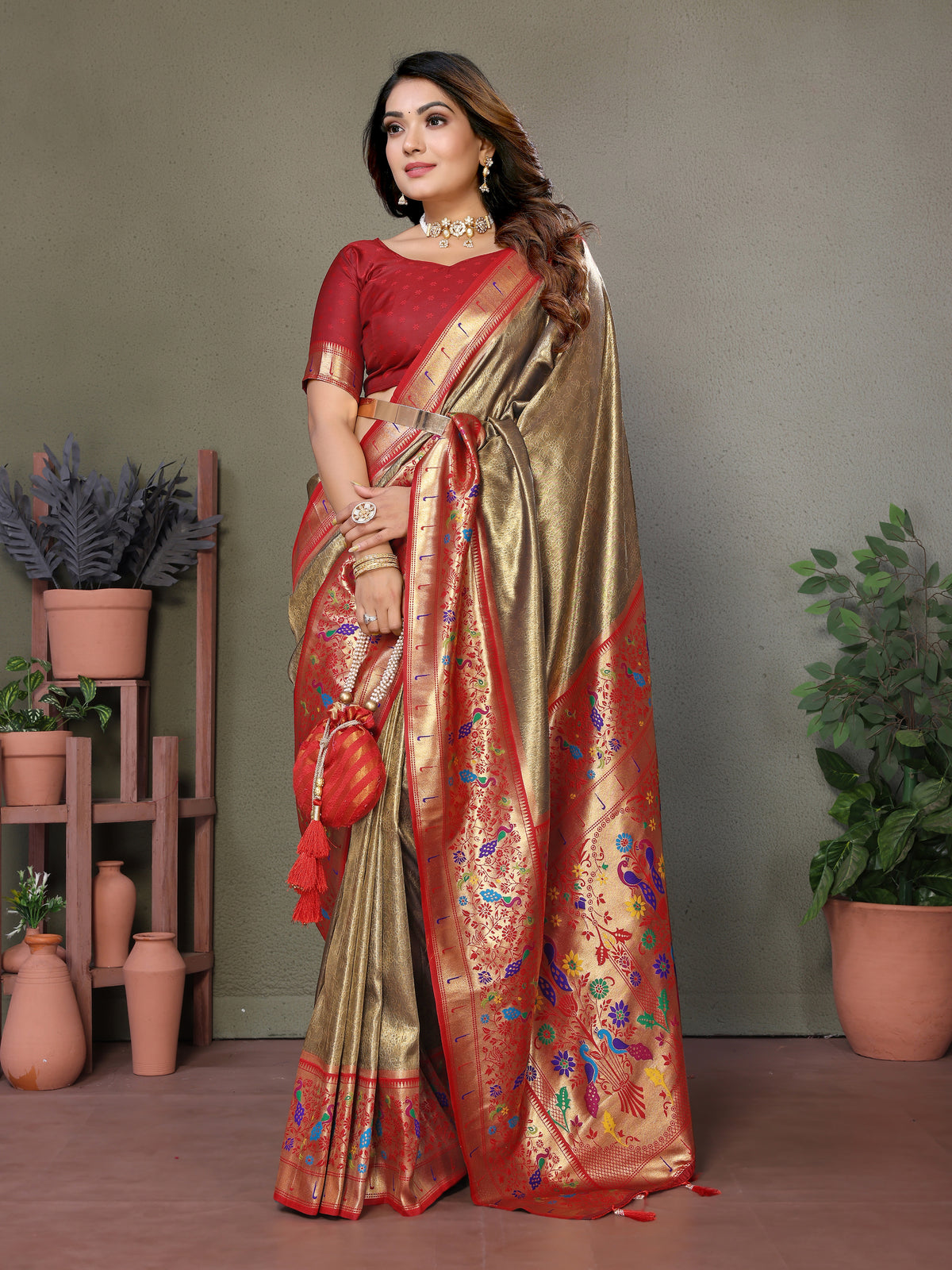 Paithani Border Pure Banarasi Tissue Silk Saree