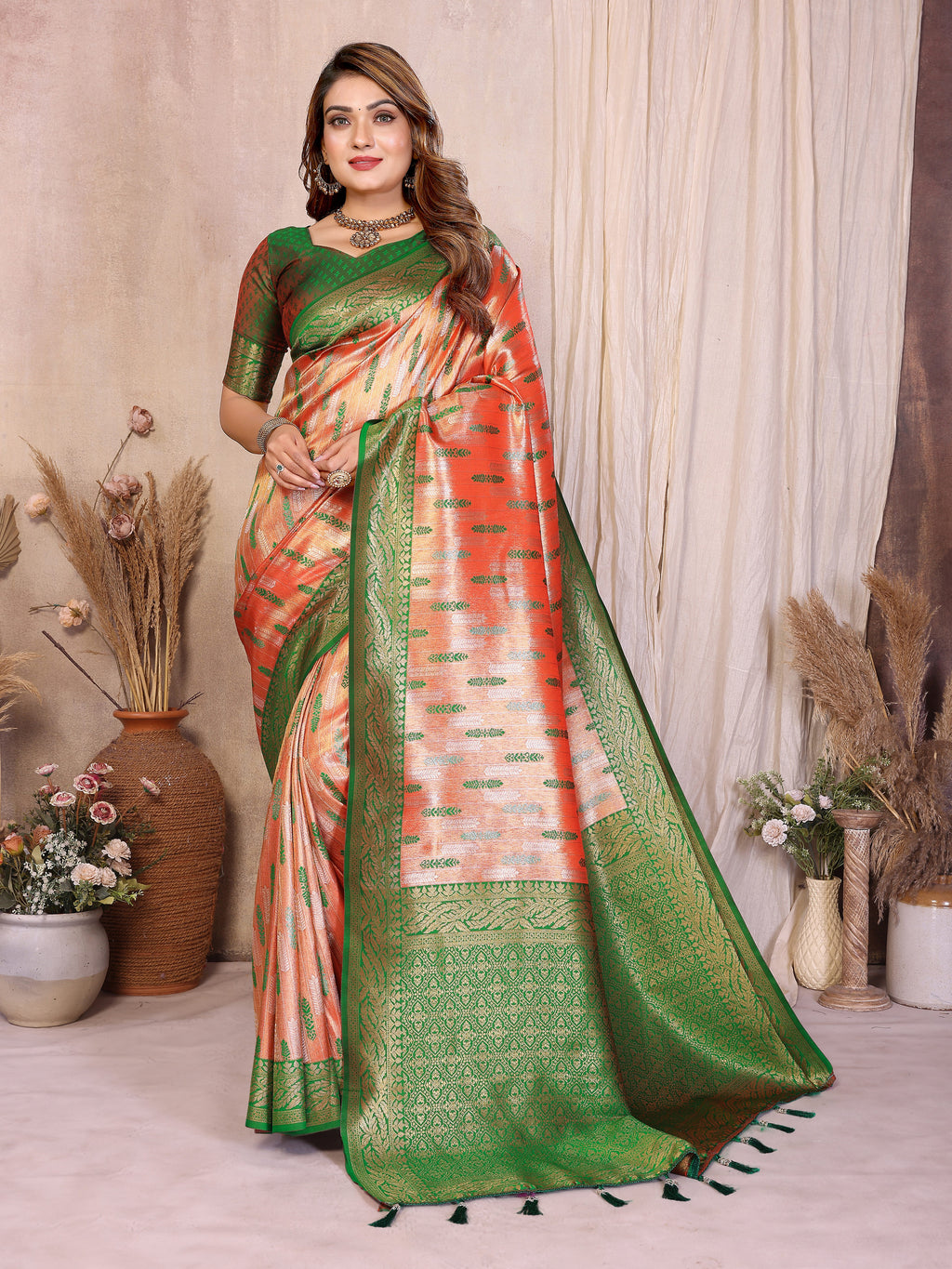 Pure Banarasi Tissue Silk Saree with Paithani Border