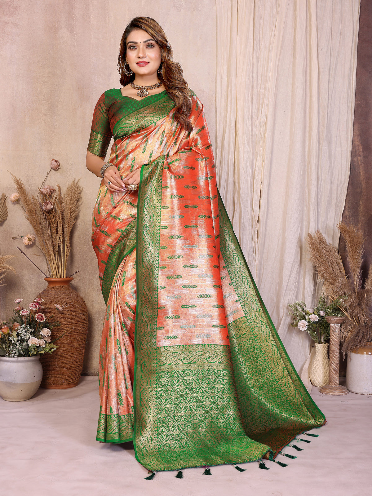 Pure Banarasi Tissue Silk Saree with Paithani Border