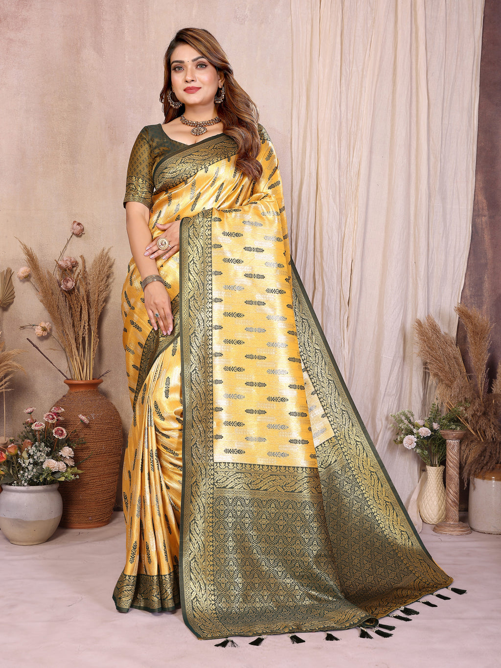 Pure Banarasi Tissue Silk Saree with Paithani Border