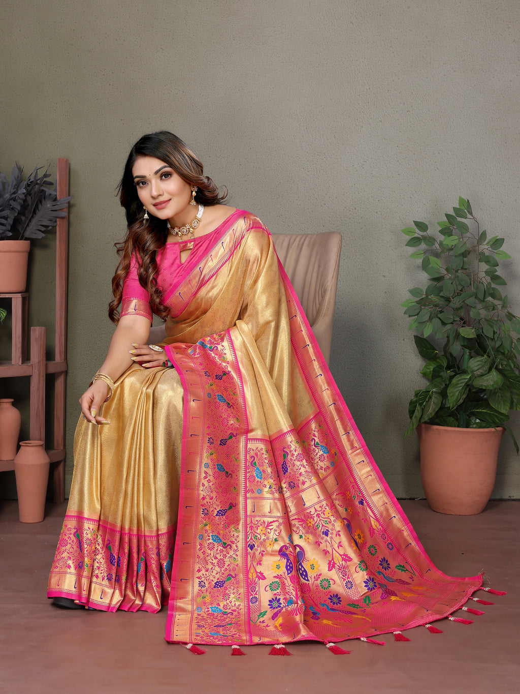 Paithani Border Pure Banarasi Tissue Silk Saree