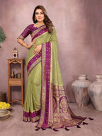 Pure Handloom Kalamkari Silk Zari Border Saree