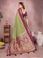 Pure Handloom Kalamkari Silk Zari Border Saree
