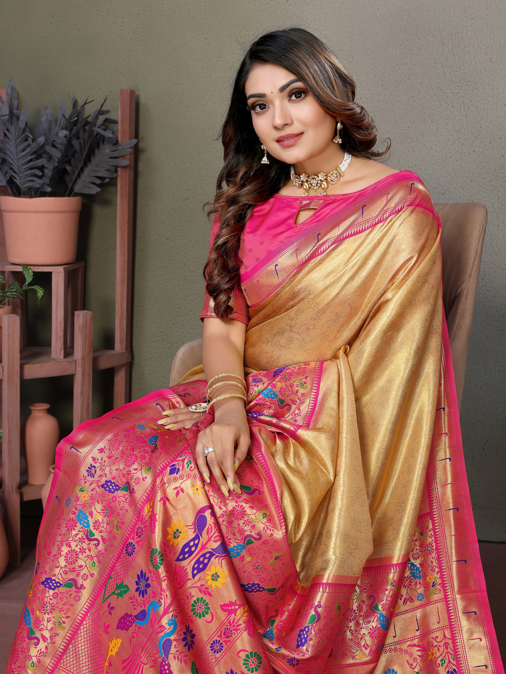 Paithani Border Pure Banarasi Tissue Silk Saree
