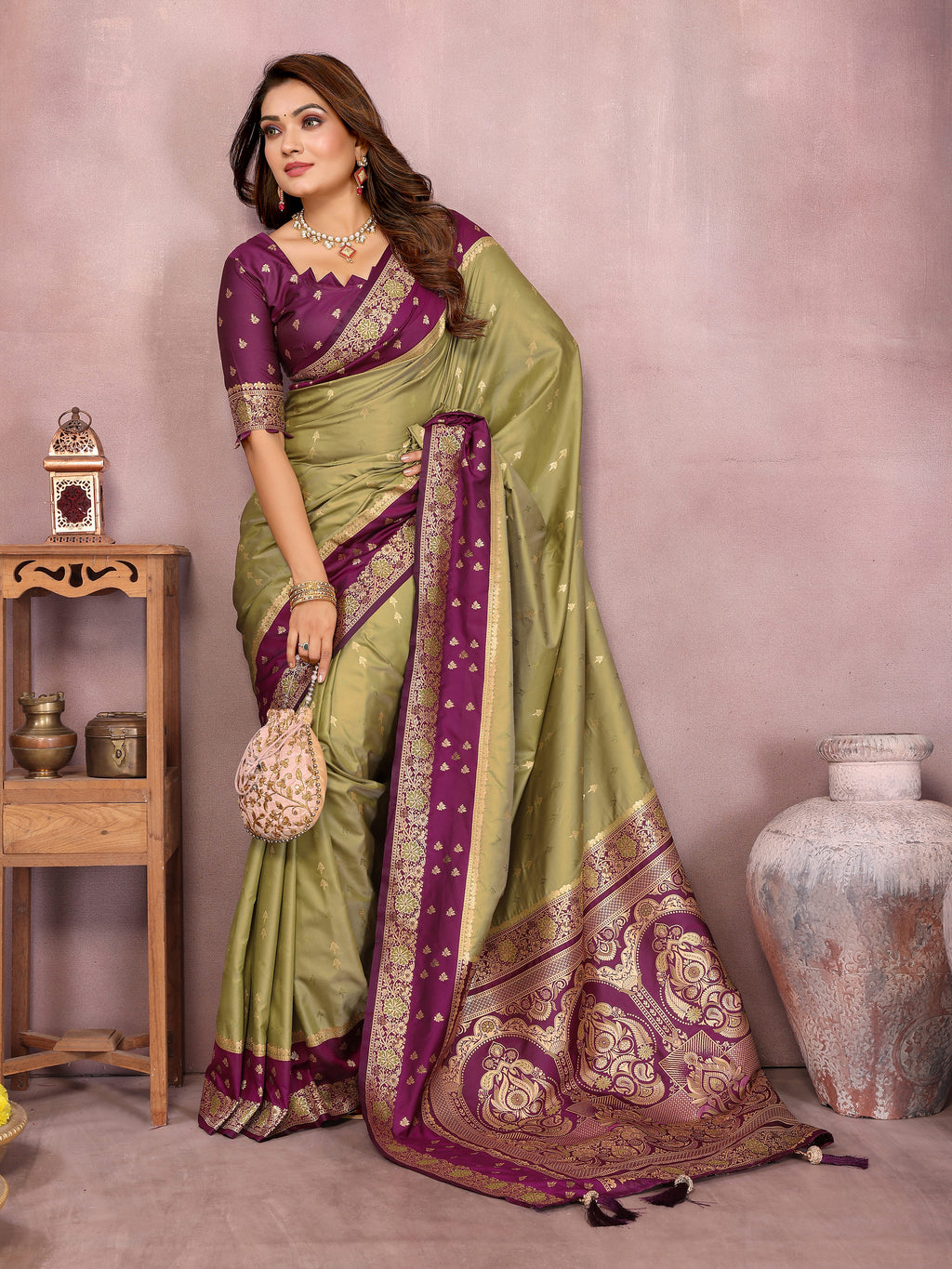 Pure Handloom Kalamkari Silk Zari Border Saree