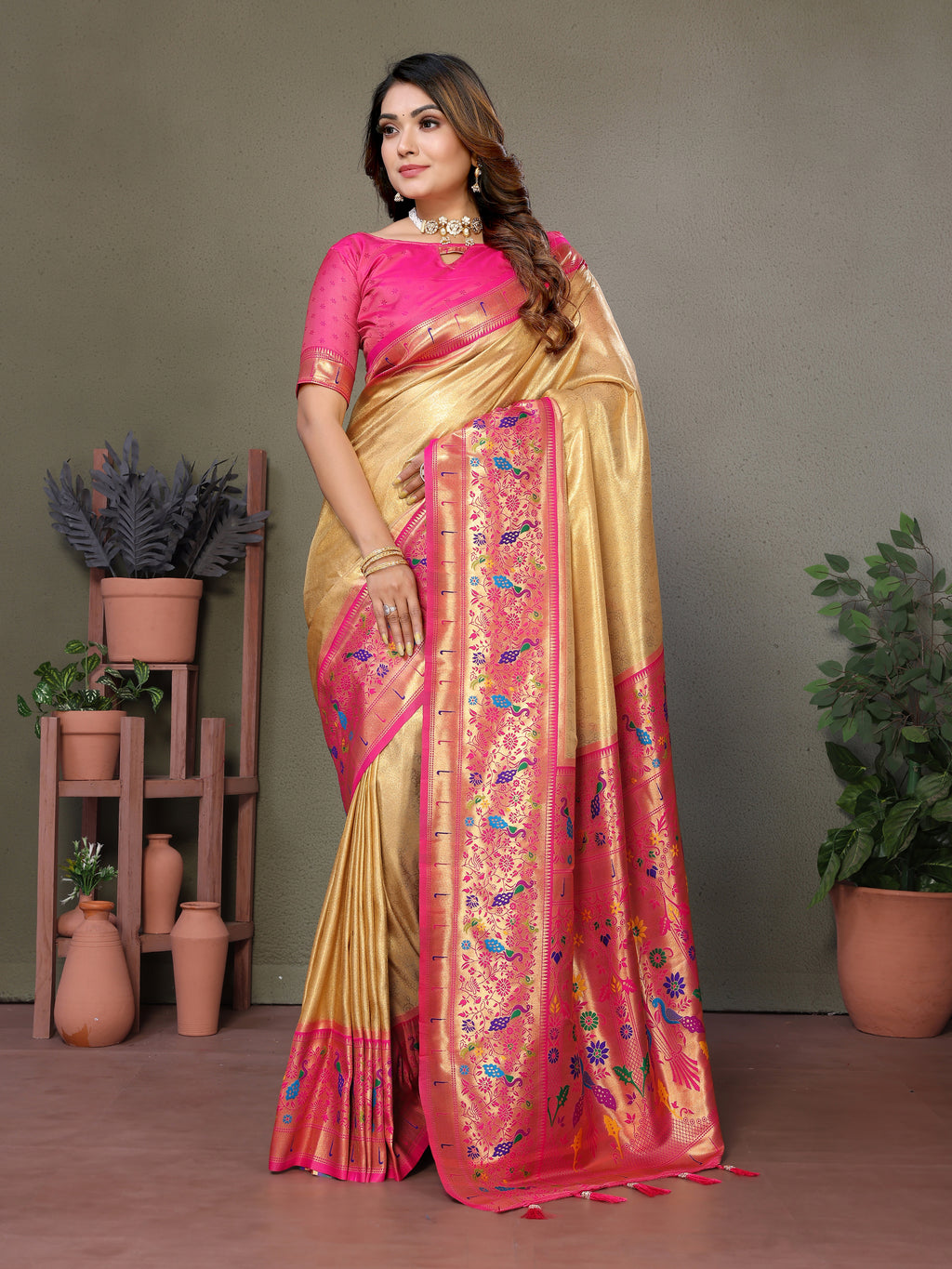 Paithani Border Pure Banarasi Tissue Silk Saree