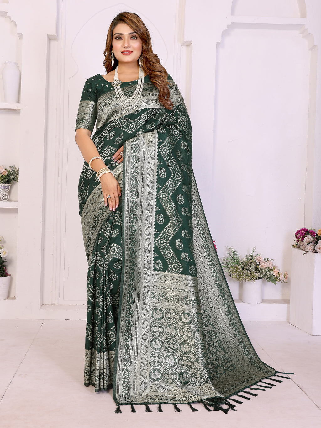 Traditional Zari Weaving Georgette Silk Leheriya Saree