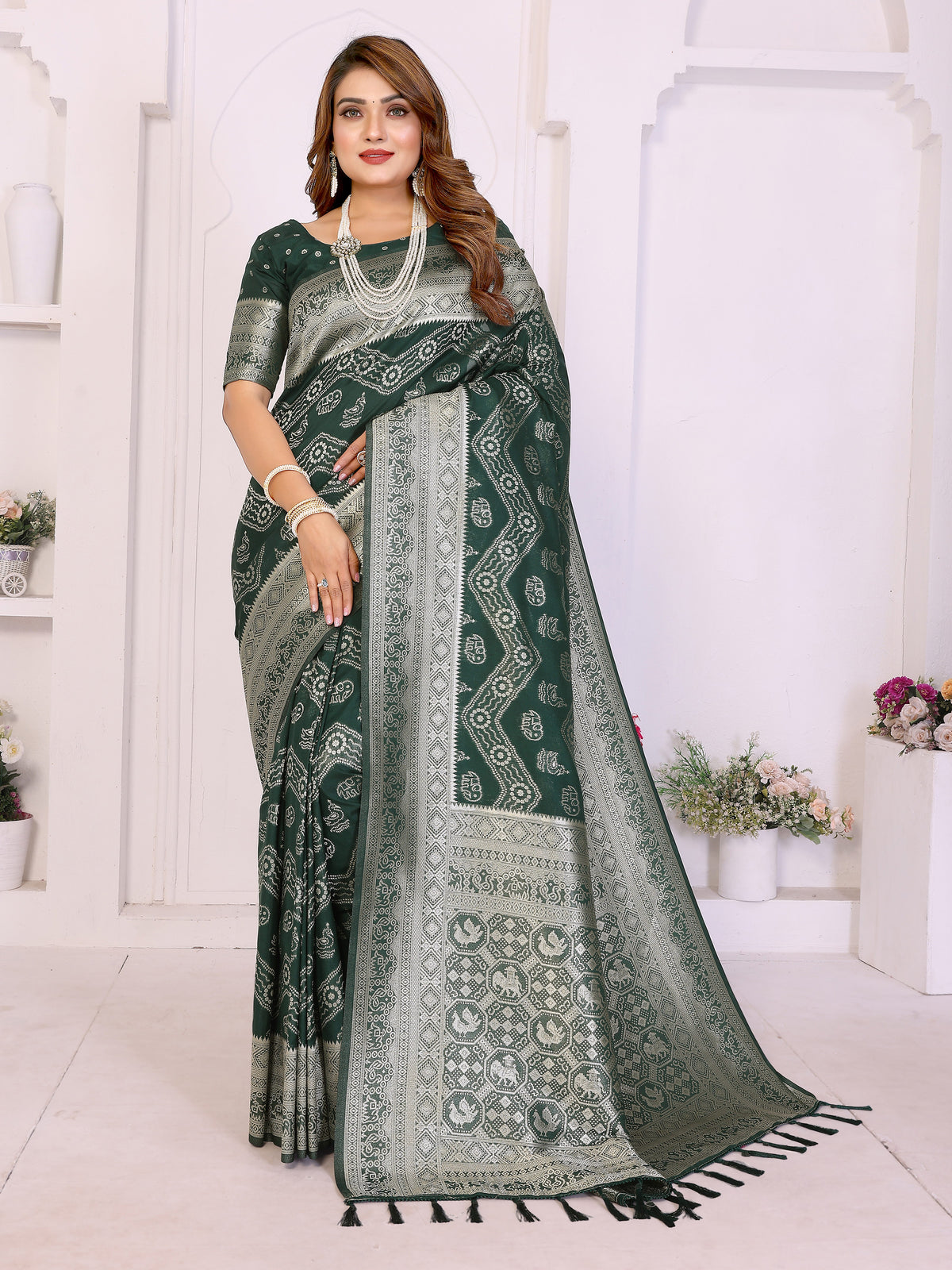 Traditional Zari Weaving Georgette Silk Leheriya Saree