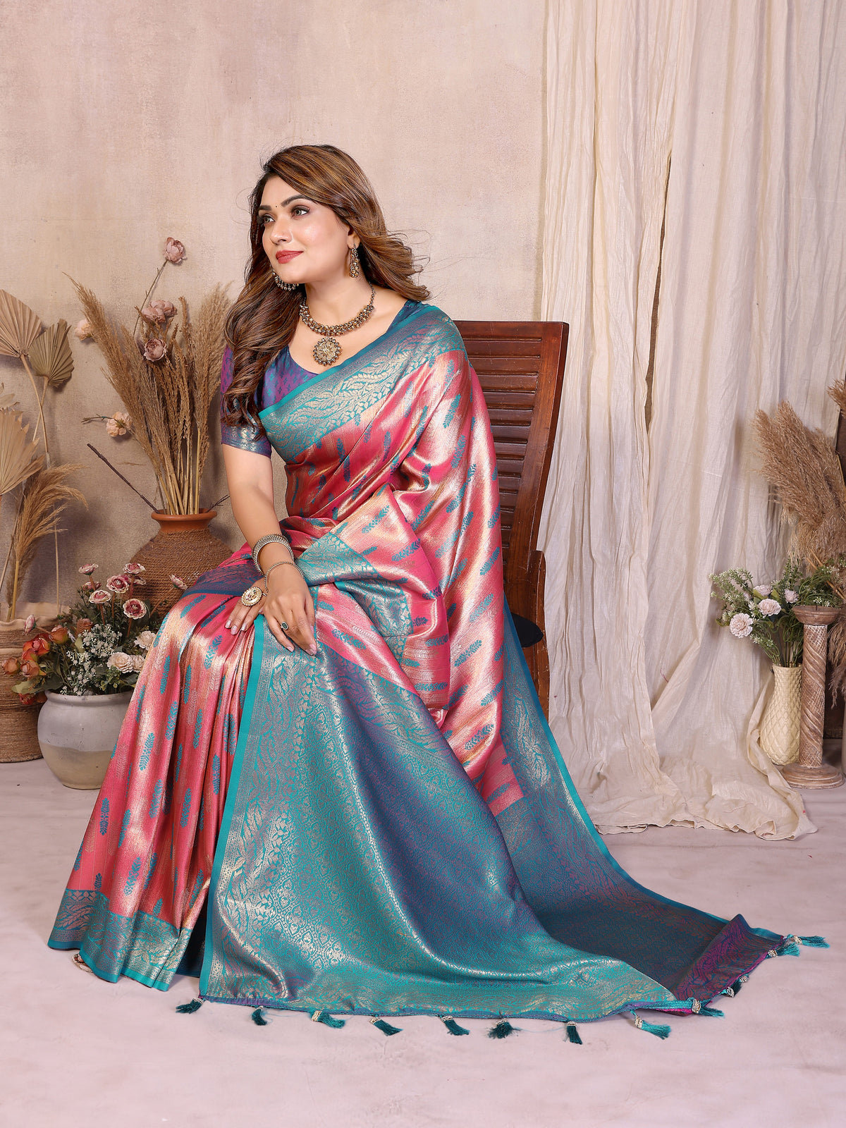Pure Banarasi Tissue Silk Saree with Paithani Border