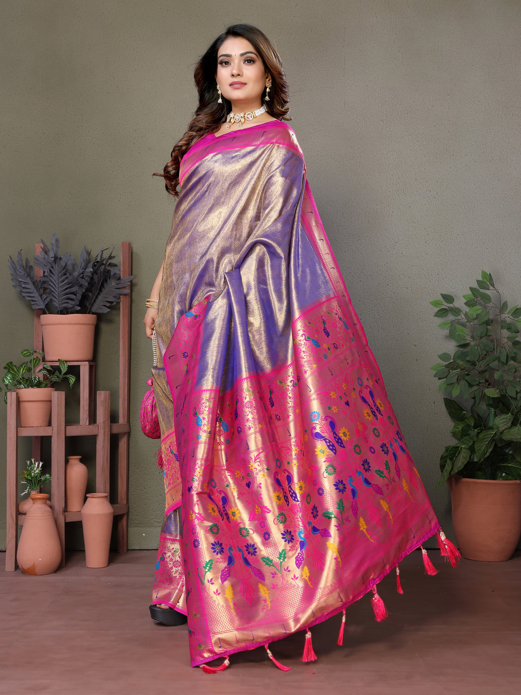 Paithani Border Pure Banarasi Tissue Silk Saree