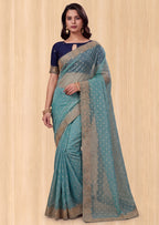Beautiful NC Moss Butti Embroidered Saree