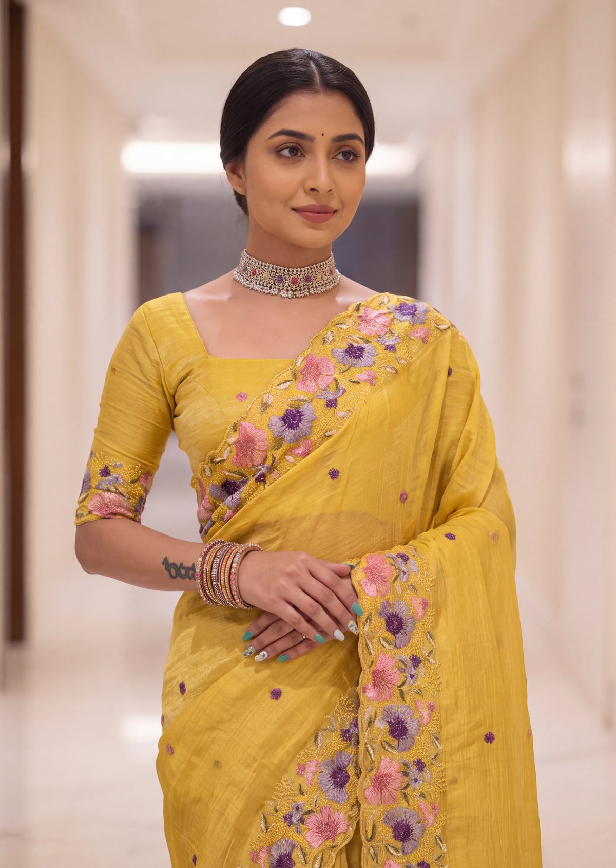 Premium Elegant Crunchy Tissue Saree
