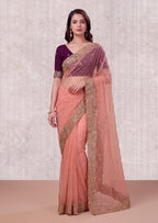Beautiful NC Moss Butti Embroidered Saree