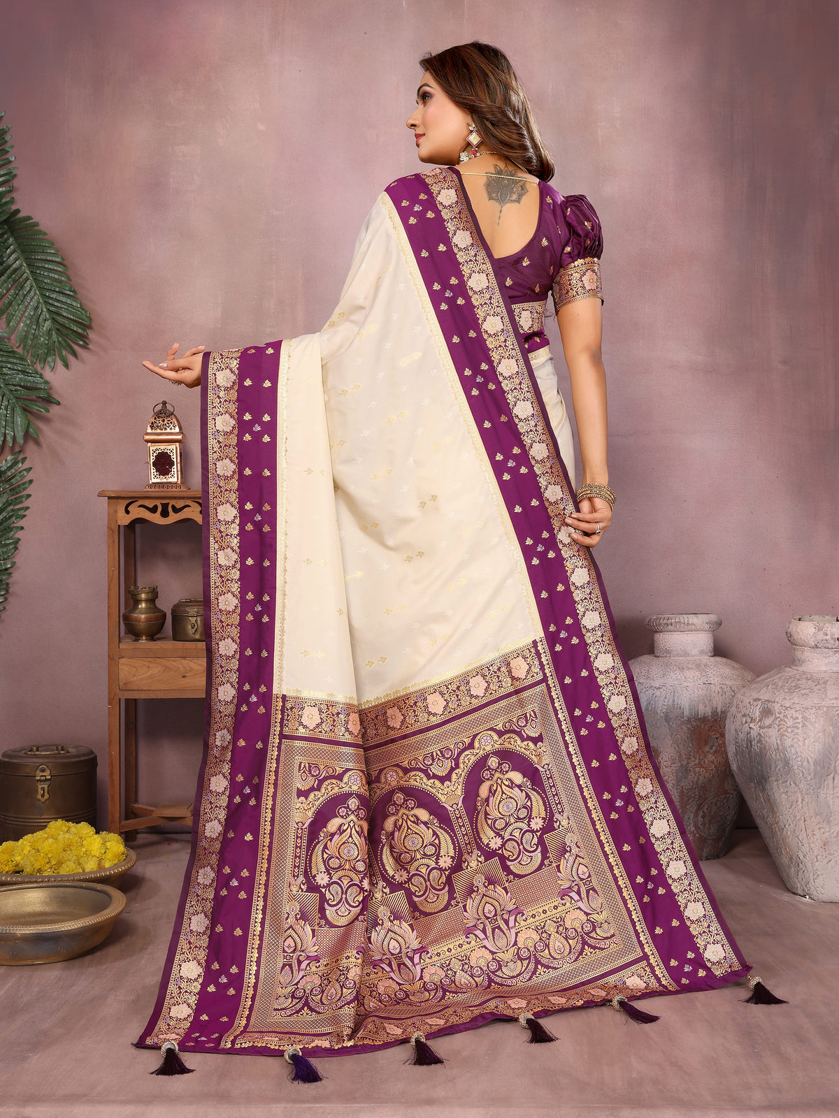 Pure Handloom Kalamkari Silk Zari Border Saree