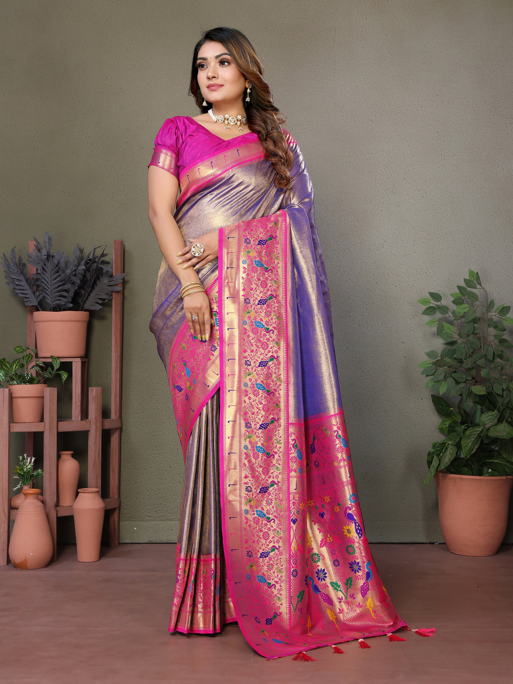 Paithani Border Pure Banarasi Tissue Silk Saree