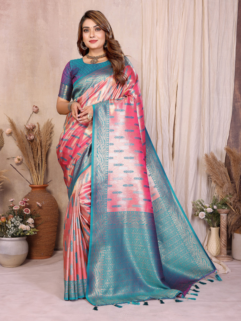 Pure Banarasi Tissue Silk Saree with Paithani Border