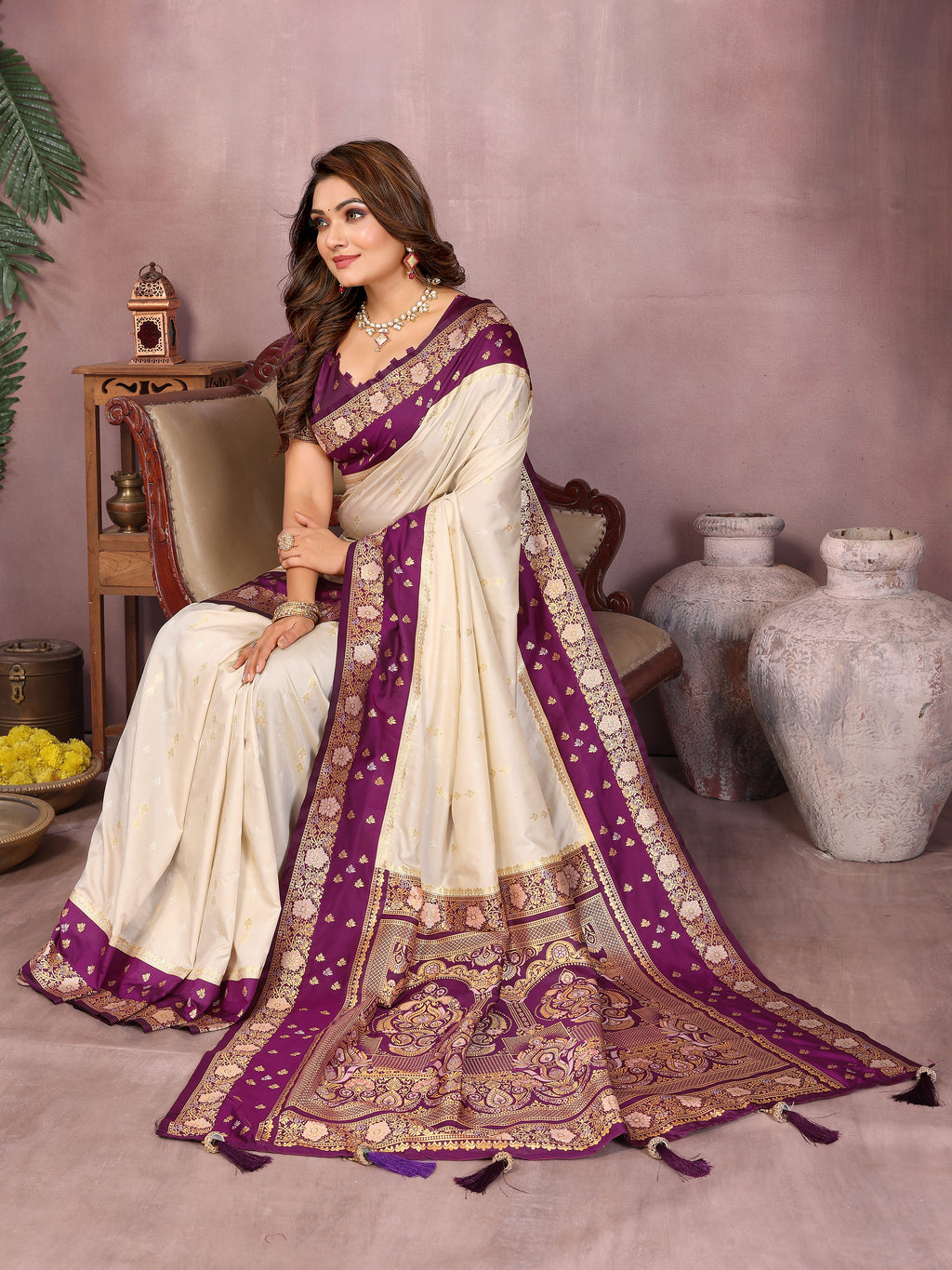 Pure Handloom Kalamkari Silk Zari Border Saree