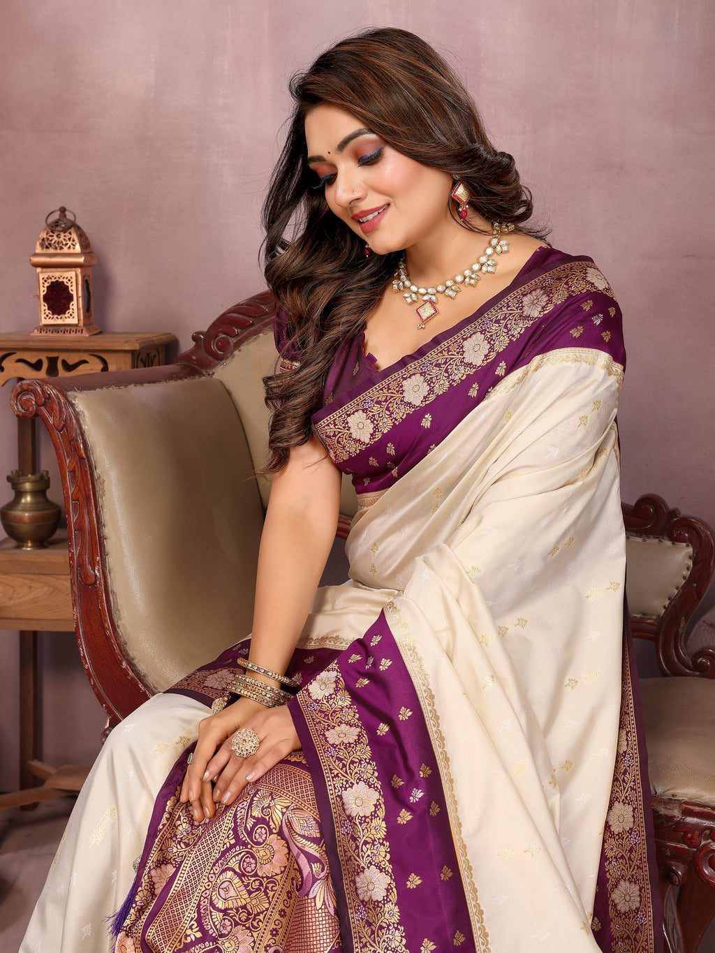Pure Handloom Kalamkari Silk Zari Border Saree