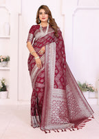 Traditional Zari Weaving Georgette Silk Leheriya Saree
