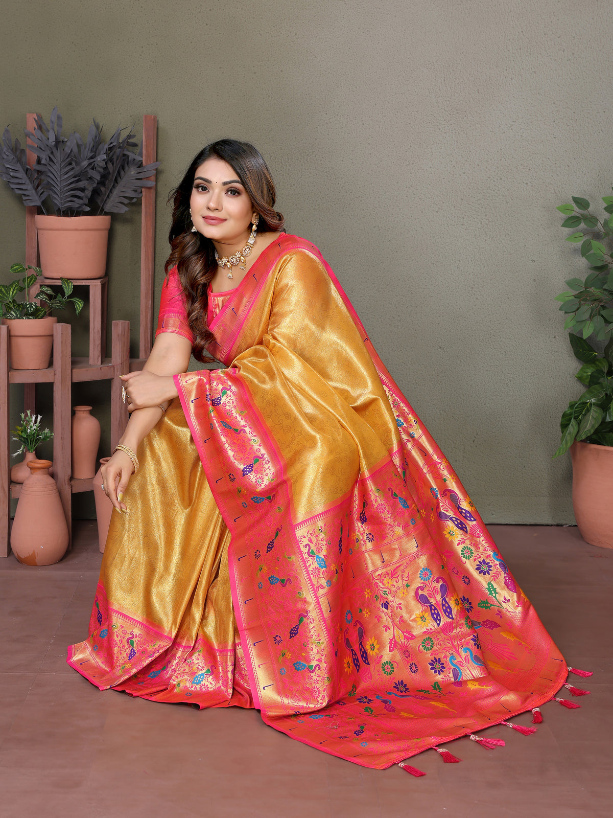 Paithani Border Pure Banarasi Tissue Silk Saree