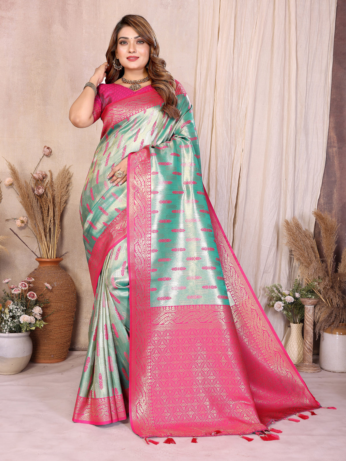 Pure Banarasi Tissue Silk Saree with Paithani Border