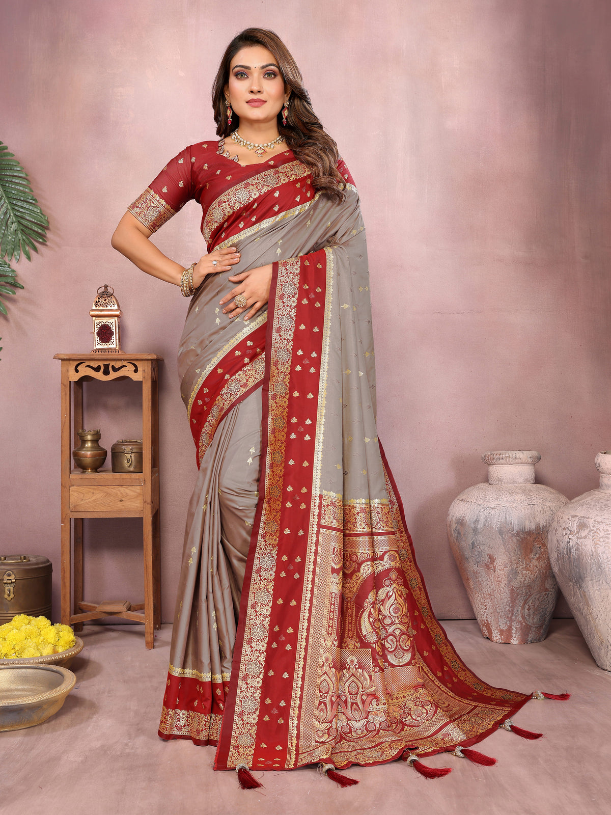 Pure Handloom Kalamkari Silk Zari Border Saree