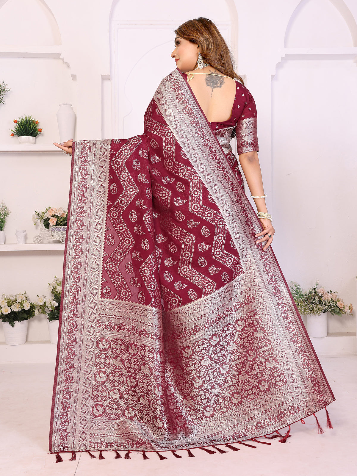 Traditional Zari Weaving Georgette Silk Leheriya Saree