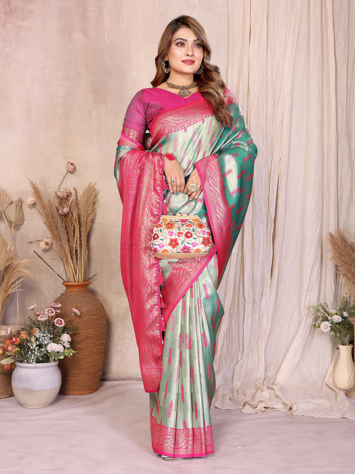 Pure Banarasi Tissue Silk Saree with Paithani Border