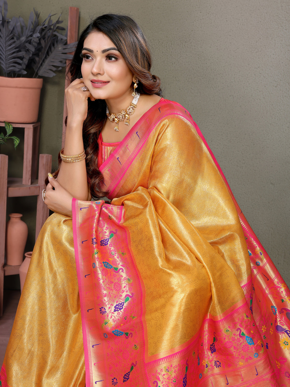 Paithani Border Pure Banarasi Tissue Silk Saree
