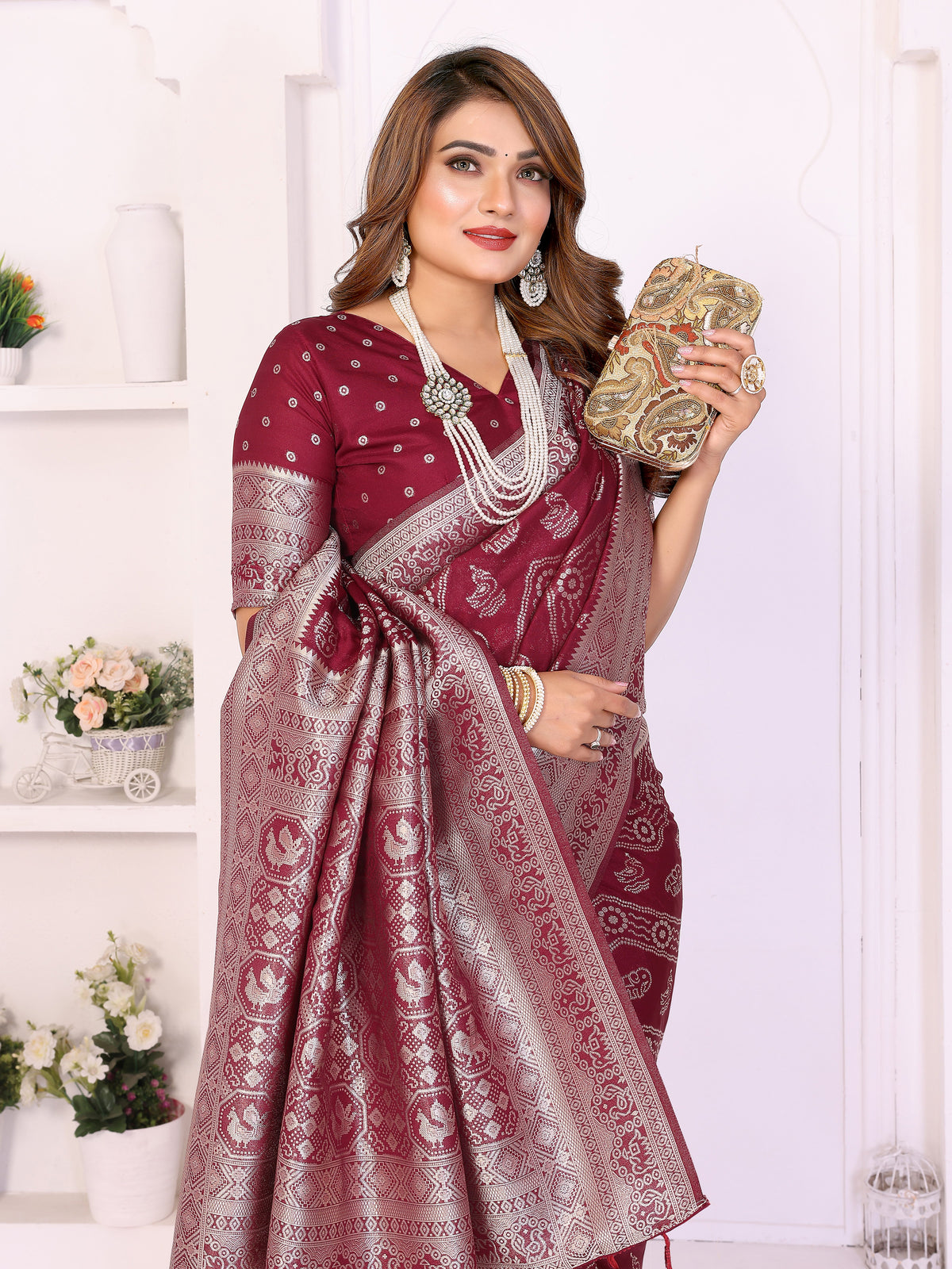 Traditional Zari Weaving Georgette Silk Leheriya Saree