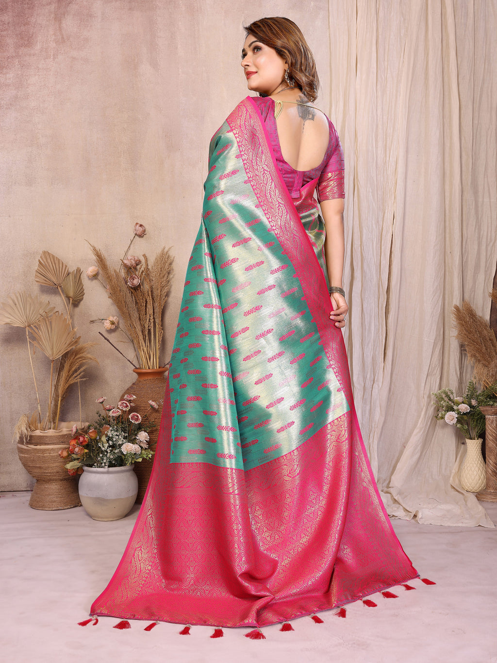 Pure Banarasi Tissue Silk Saree with Paithani Border