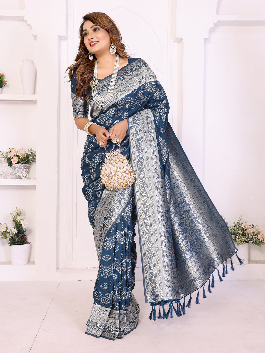 Traditional Zari Weaving Georgette Silk Leheriya Saree