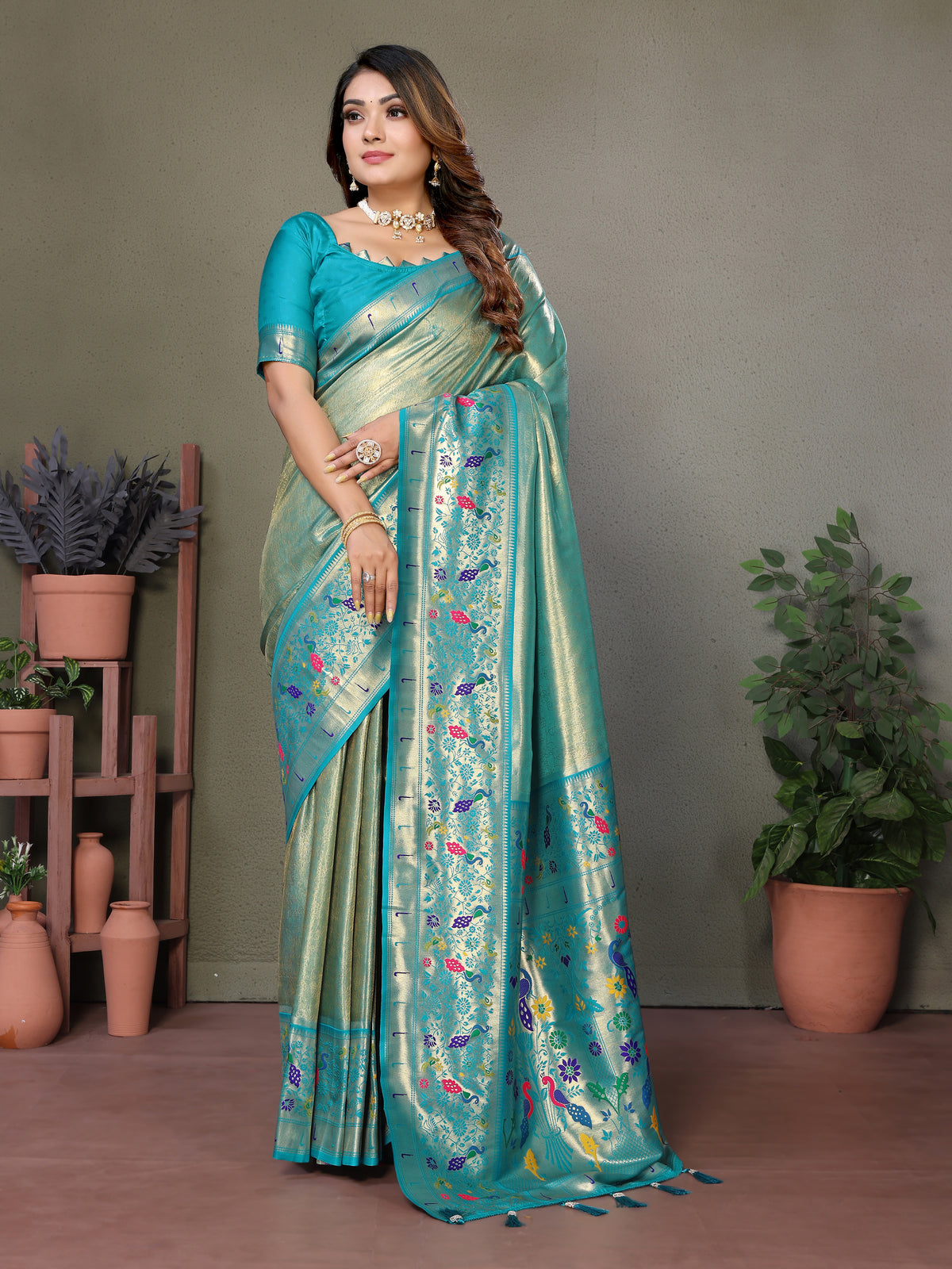 Paithani Border Pure Banarasi Tissue Silk Saree