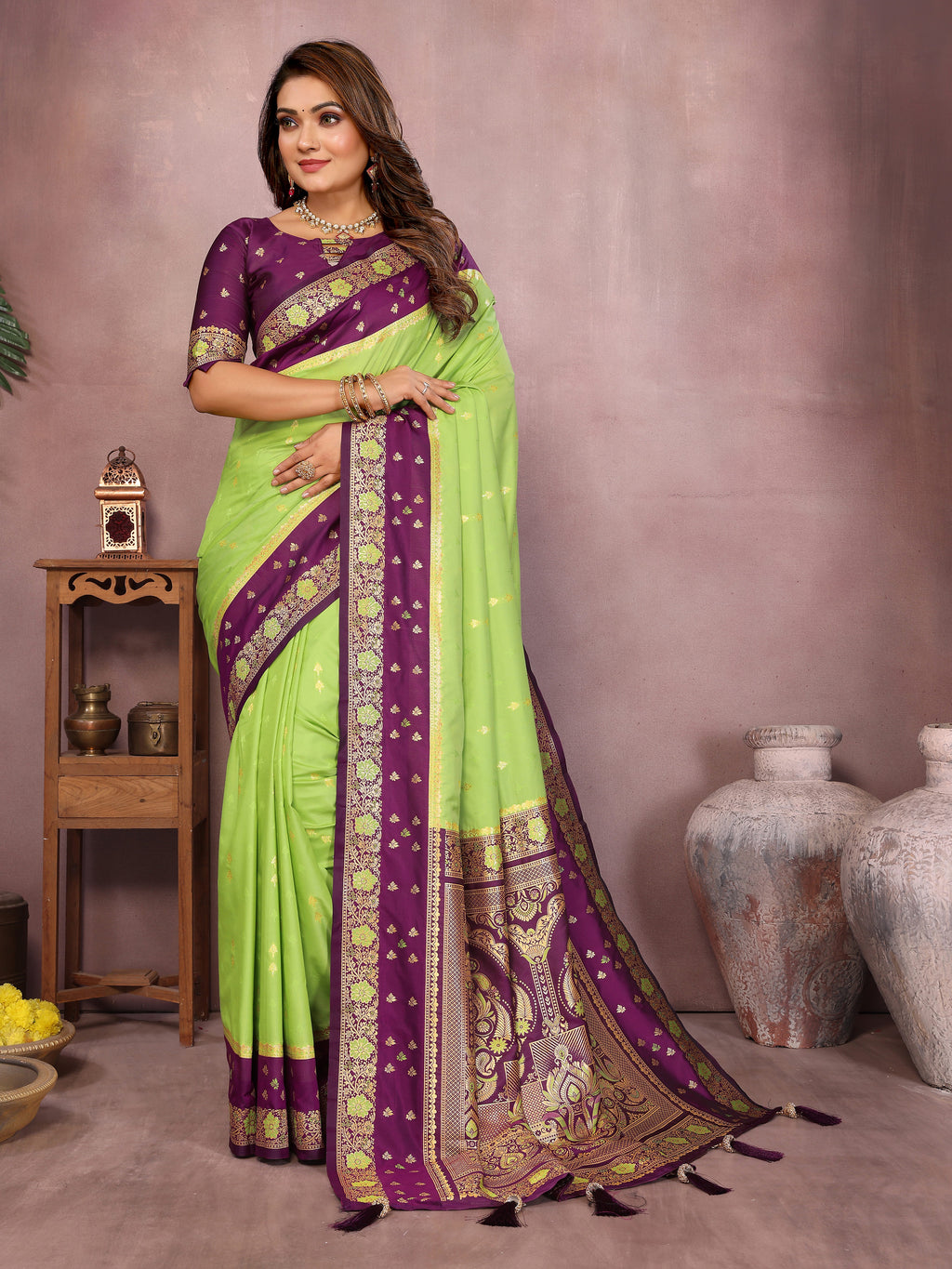 Pure Handloom Kalamkari Silk Zari Border Saree