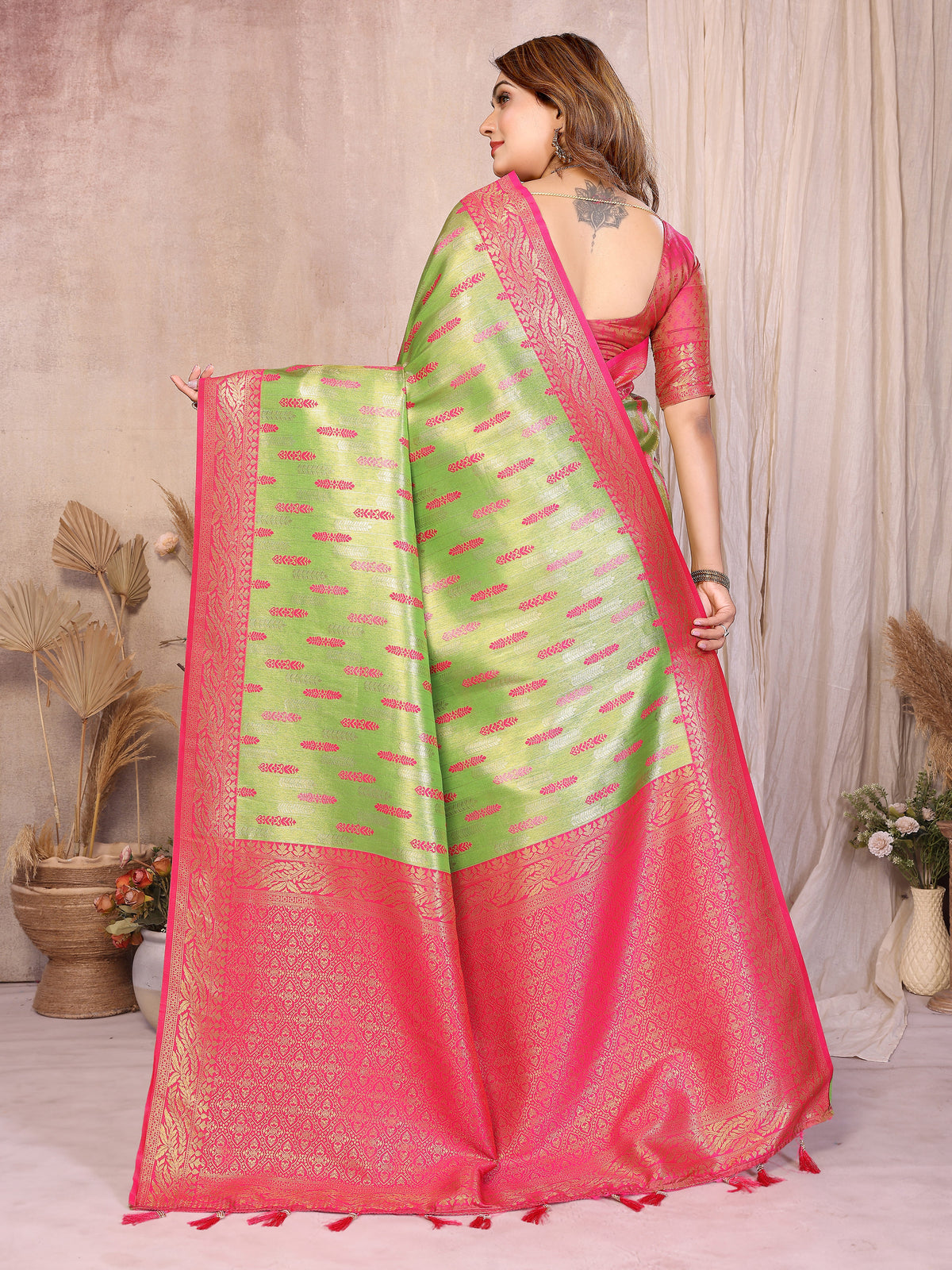 Pure Banarasi Tissue Silk Saree with Paithani Border