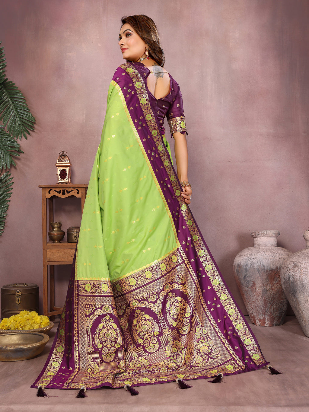 Pure Handloom Kalamkari Silk Zari Border Saree