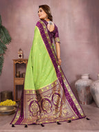 Pure Handloom Kalamkari Silk Zari Border Saree