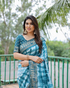 Traditional Printed Border Dola Silk Saree