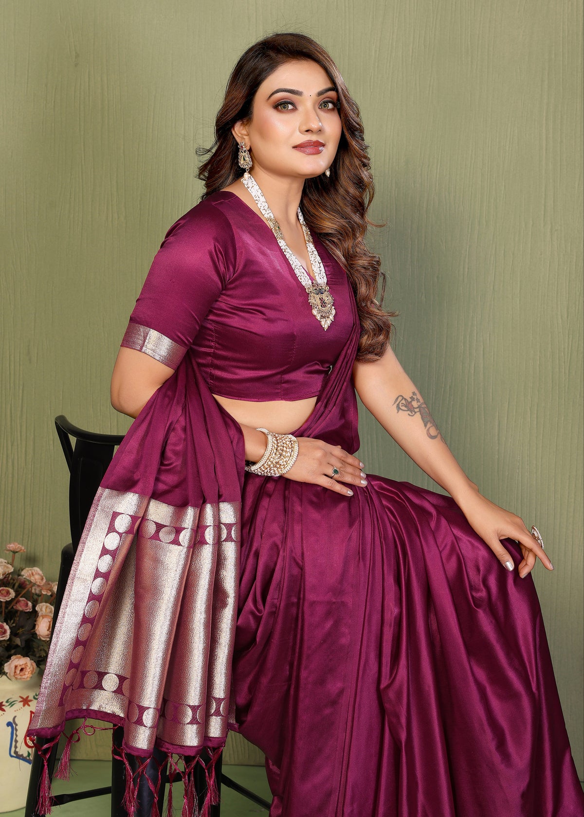 Premium Zari Lagadi Patta Rich Pallu Satin Silk Saree