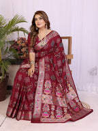 Stylist Lightweight Dola Silk Bandhej Khadi Print Saree
