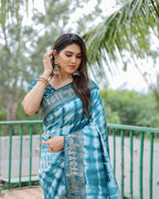 Traditional Printed Border Dola Silk Saree