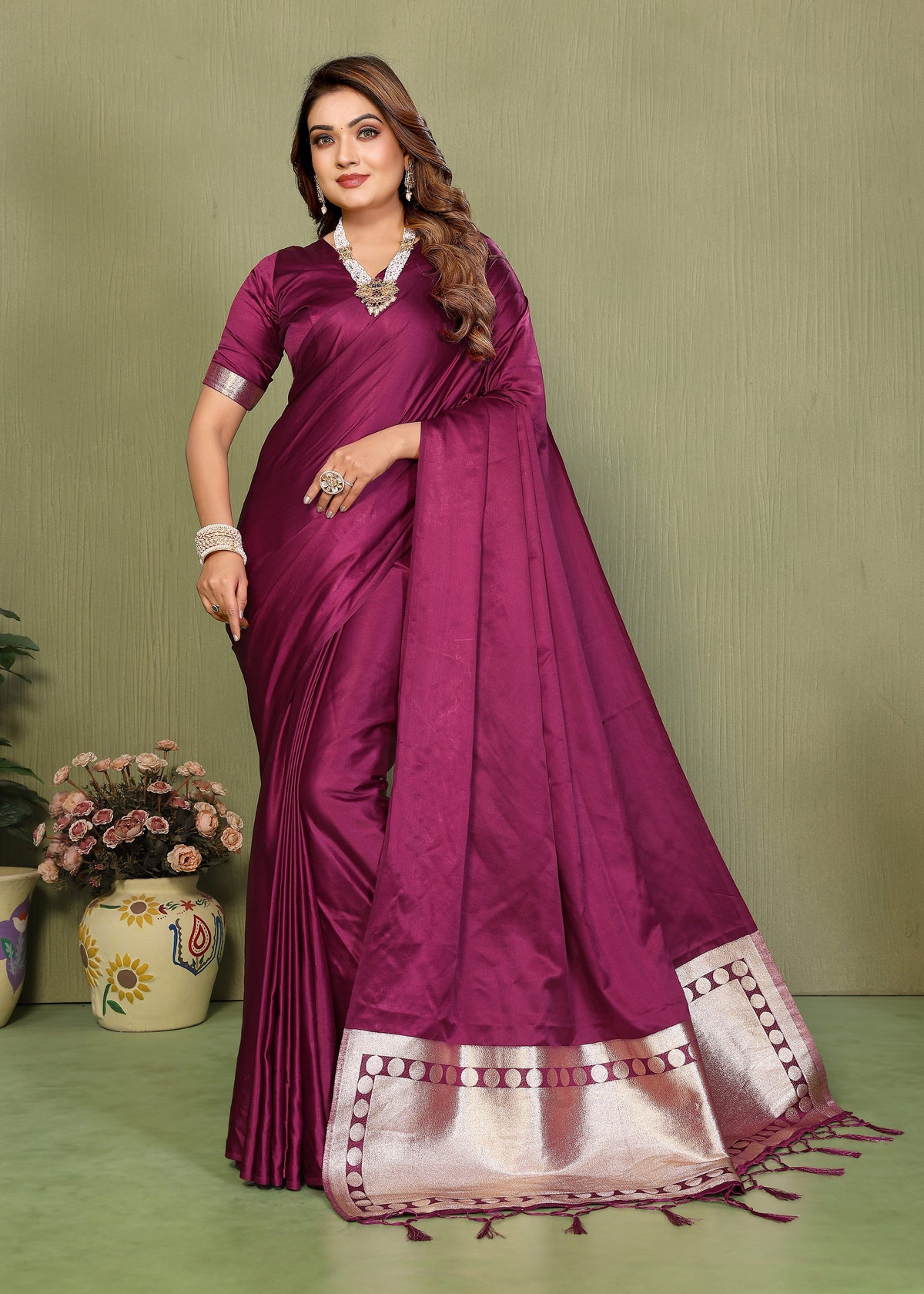 Premium Zari Lagadi Patta Rich Pallu Satin Silk Saree